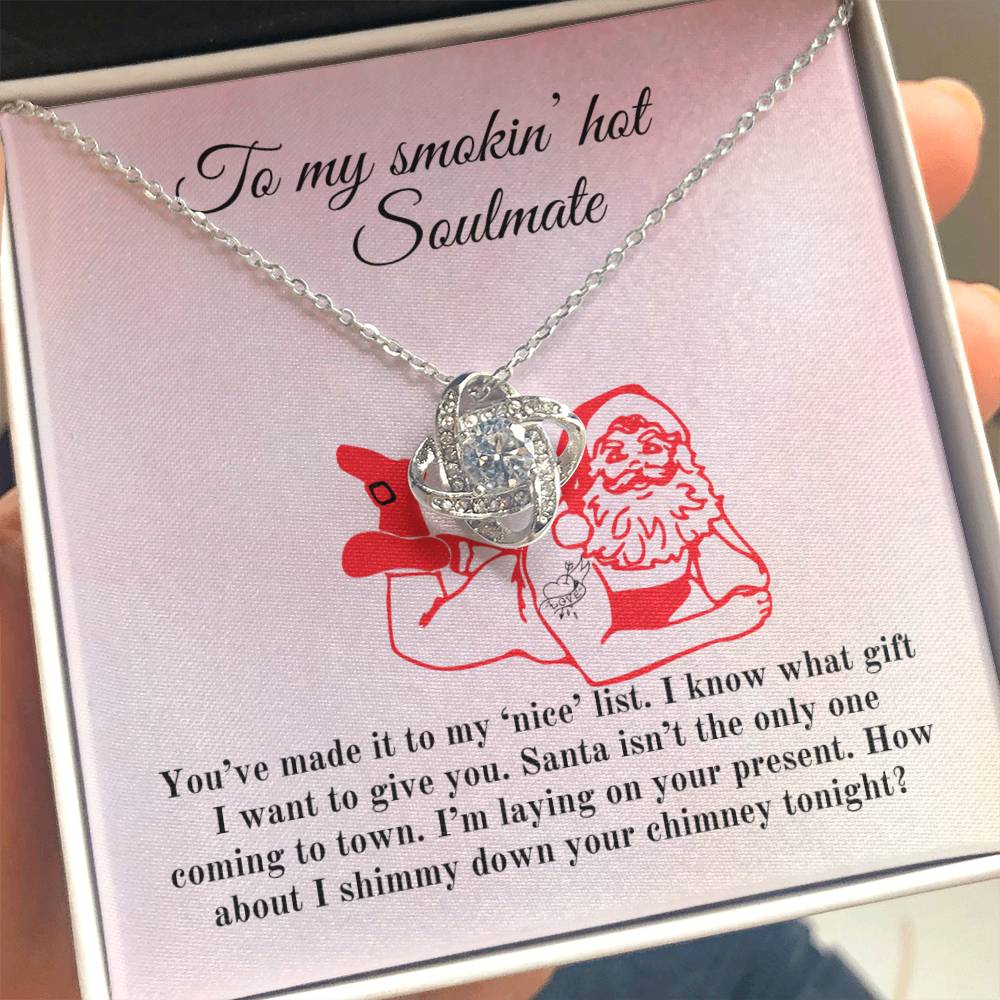 Naughty Santa Is Laying on My Present - Love Knot Necklace