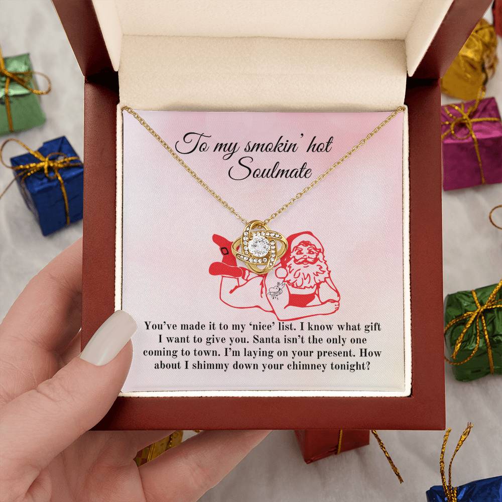 Naughty Santa Is Laying on My Present - Love Knot Necklace