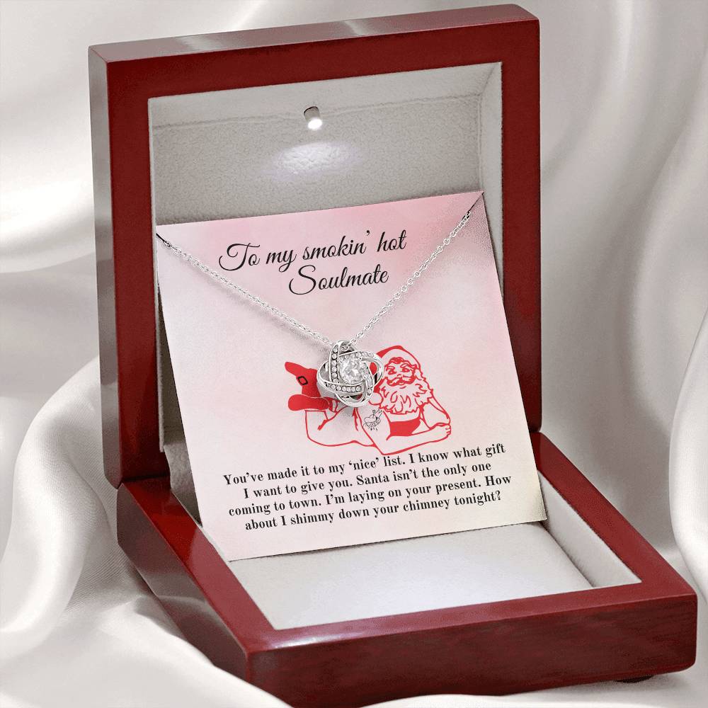 Naughty Santa Is Laying on My Present - Love Knot Necklace