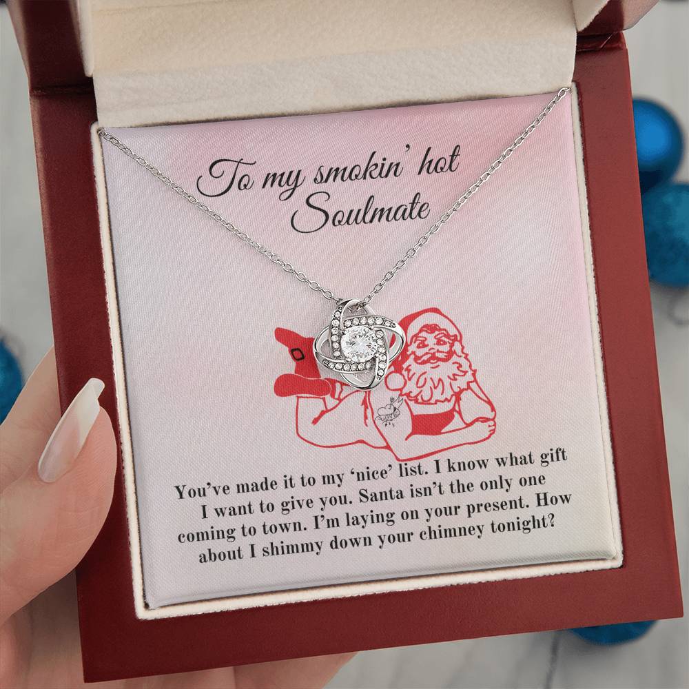 Naughty Santa Is Laying on My Present - Love Knot Necklace