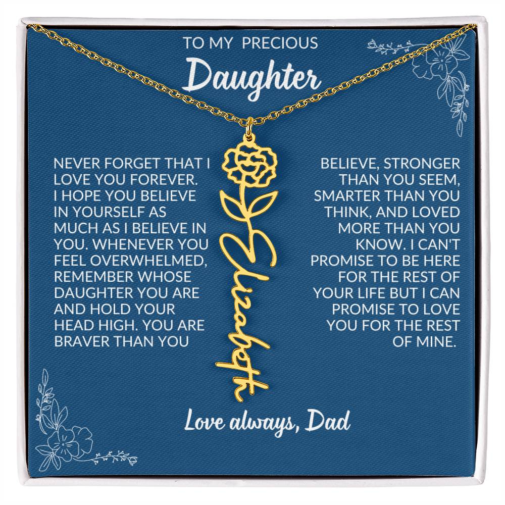 To My Precious Daughter Flower Name Necklace