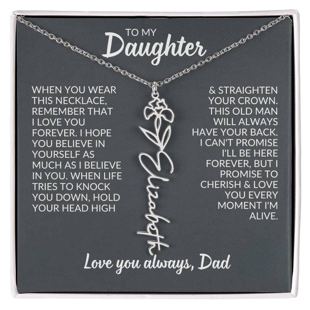 Flower Name Necklace For Daughter