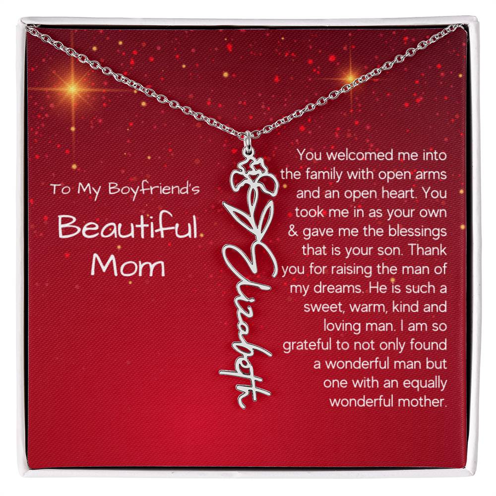 Boyfriend's Mom Christmas Gift - Flower Name Necklace