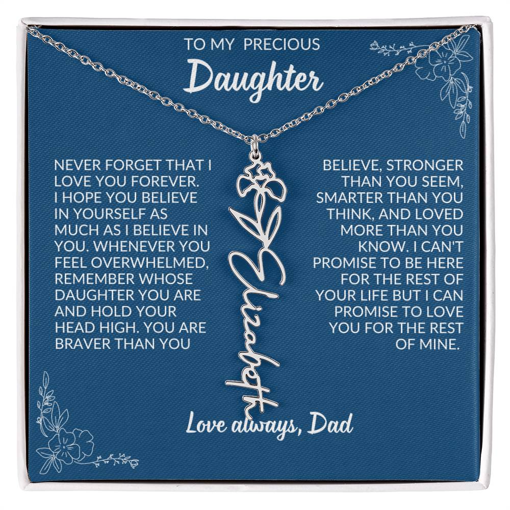 To My Precious Daughter Flower Name Necklace