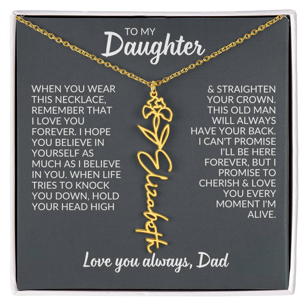 Flower Name Necklace For Daughter