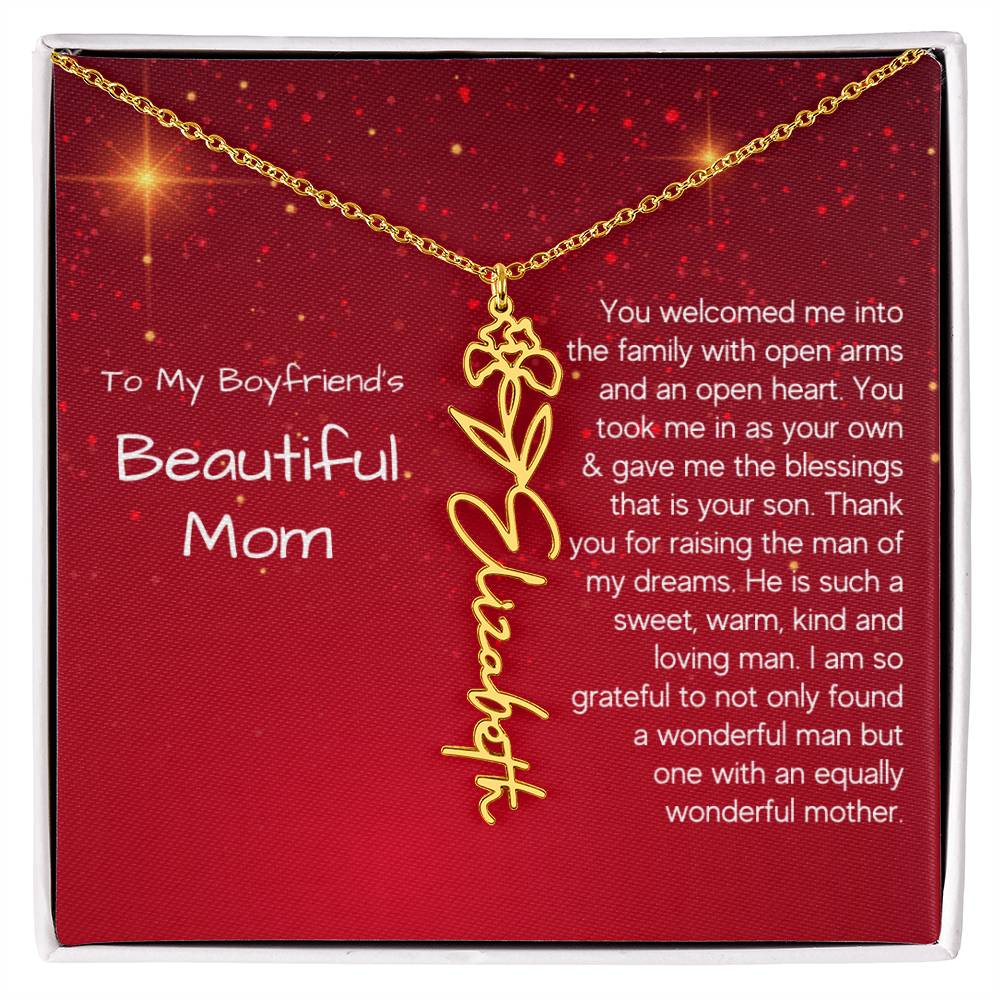 Boyfriend's Mom Christmas Gift - Flower Name Necklace