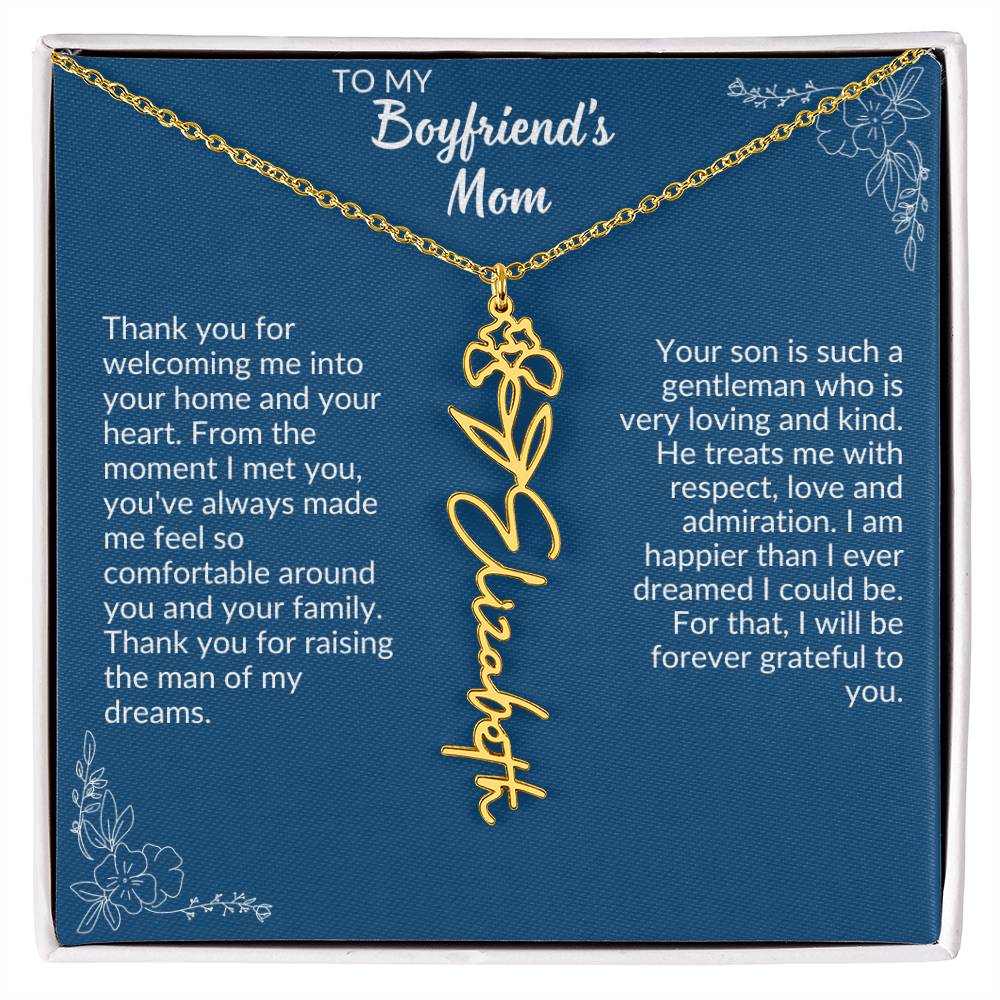 To My Boyfriend's Mom Flower Name Necklace