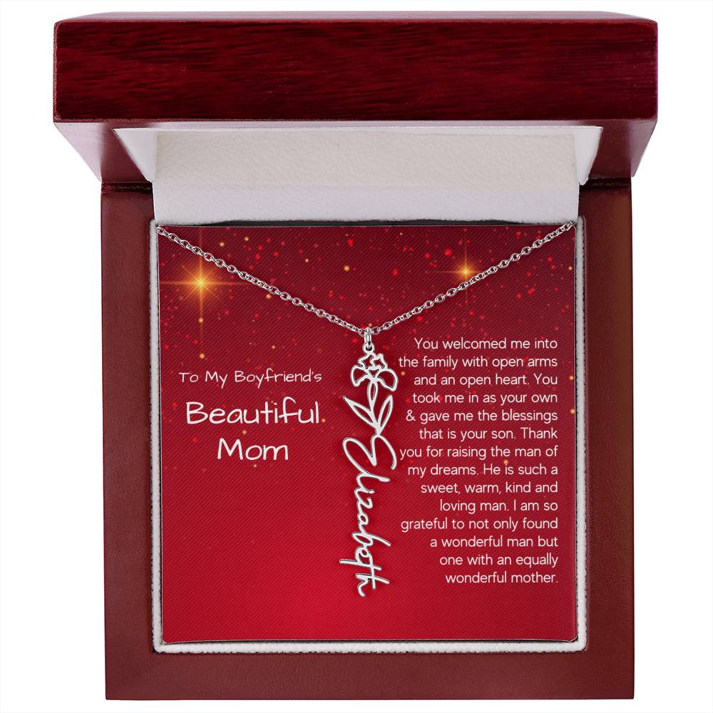 Boyfriend's Mom Christmas Gift - Flower Name Necklace