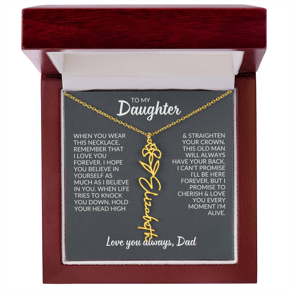 Flower Name Necklace For Daughter