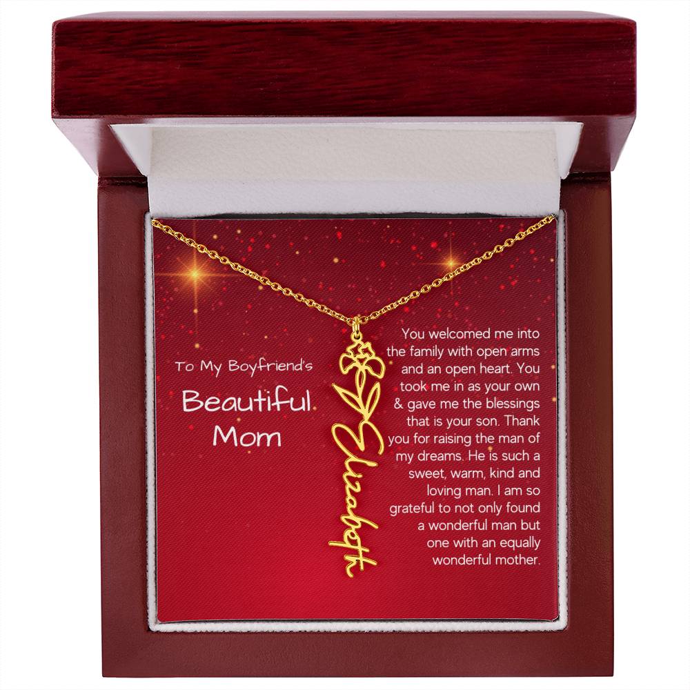 Boyfriend's Mom Christmas Gift - Flower Name Necklace