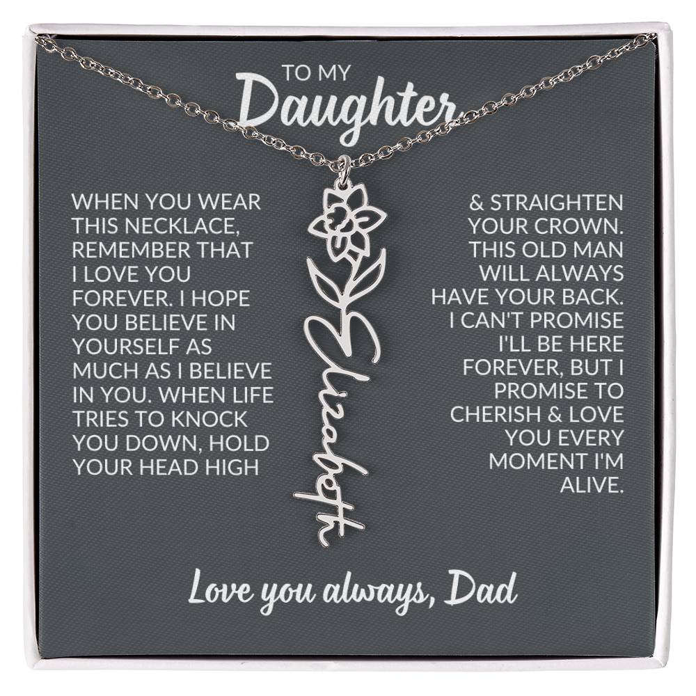 Flower Name Necklace For Daughter