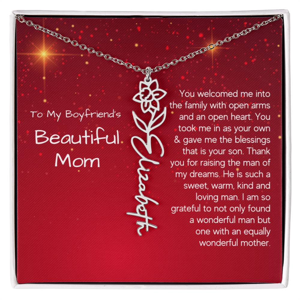 Boyfriend's Mom Christmas Gift - Flower Name Necklace