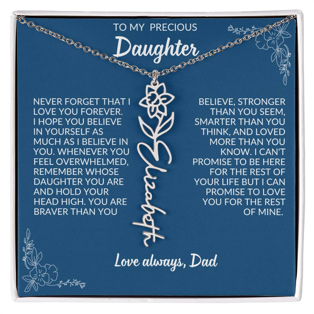 To My Precious Daughter Flower Name Necklace