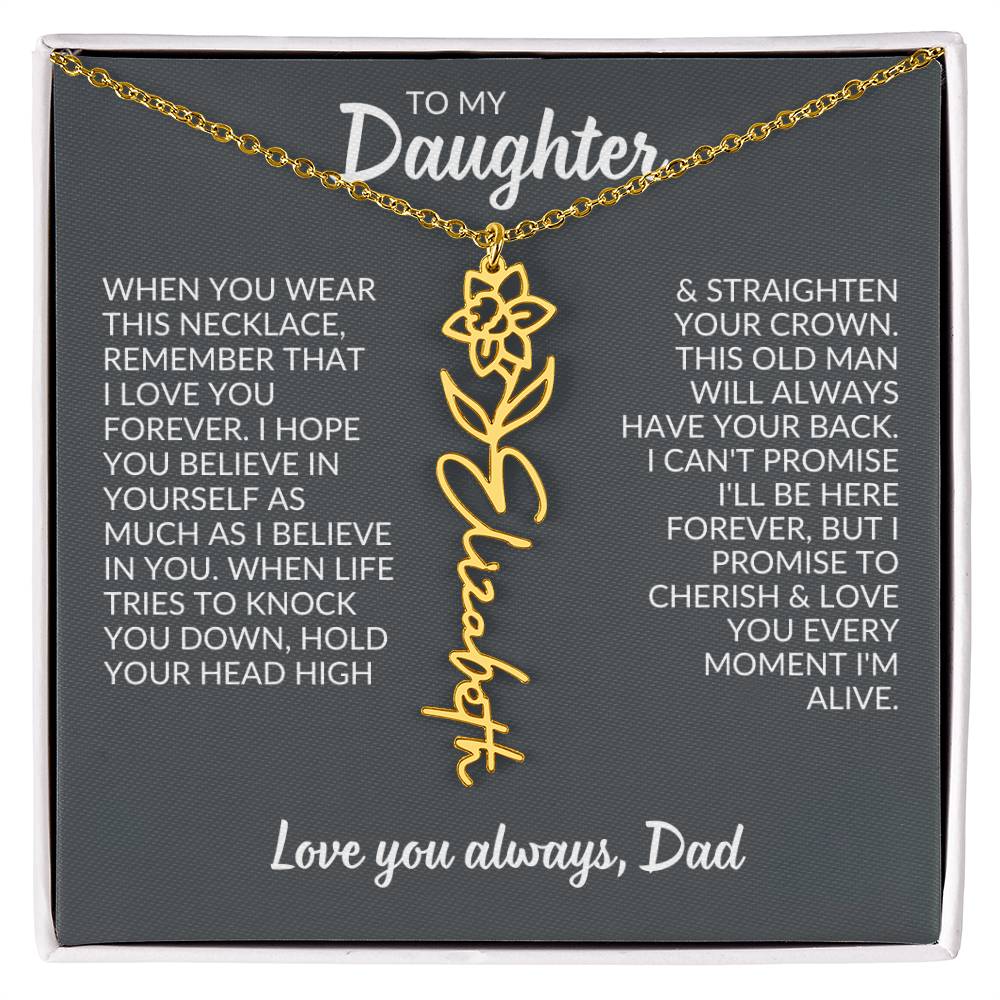 Flower Name Necklace For Daughter
