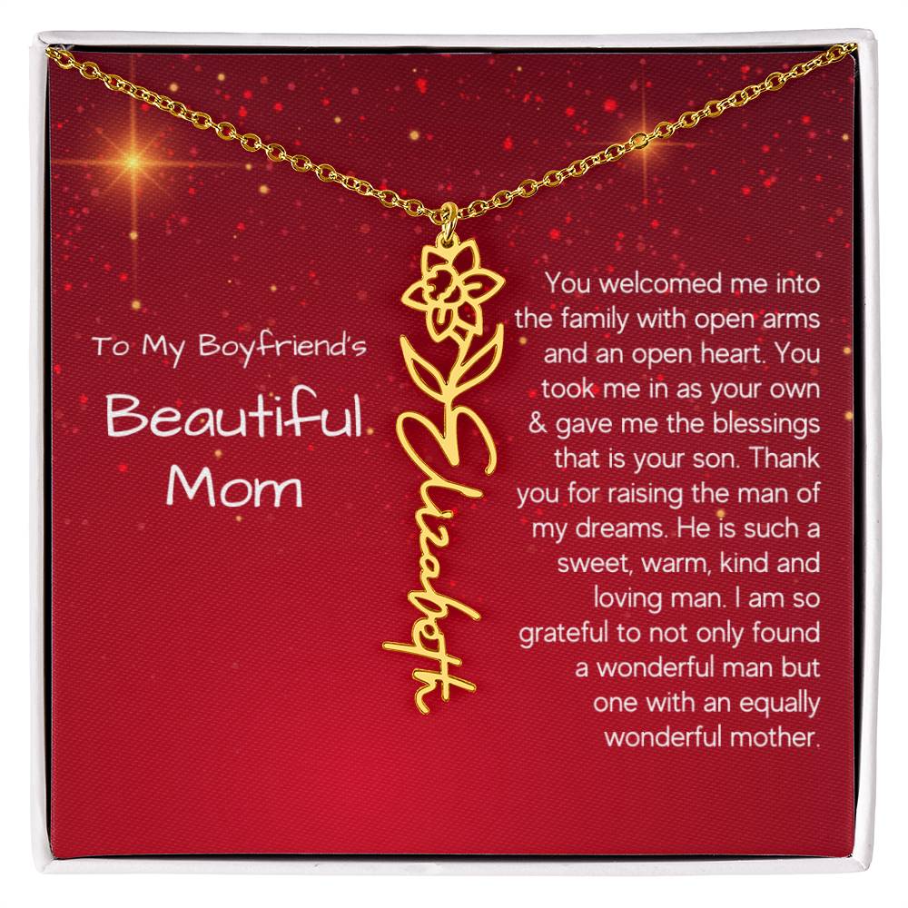 Boyfriend's Mom Christmas Gift - Flower Name Necklace