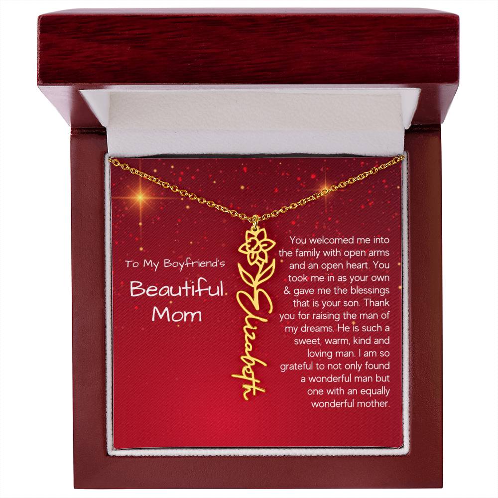 Boyfriend's Mom Christmas Gift - Flower Name Necklace