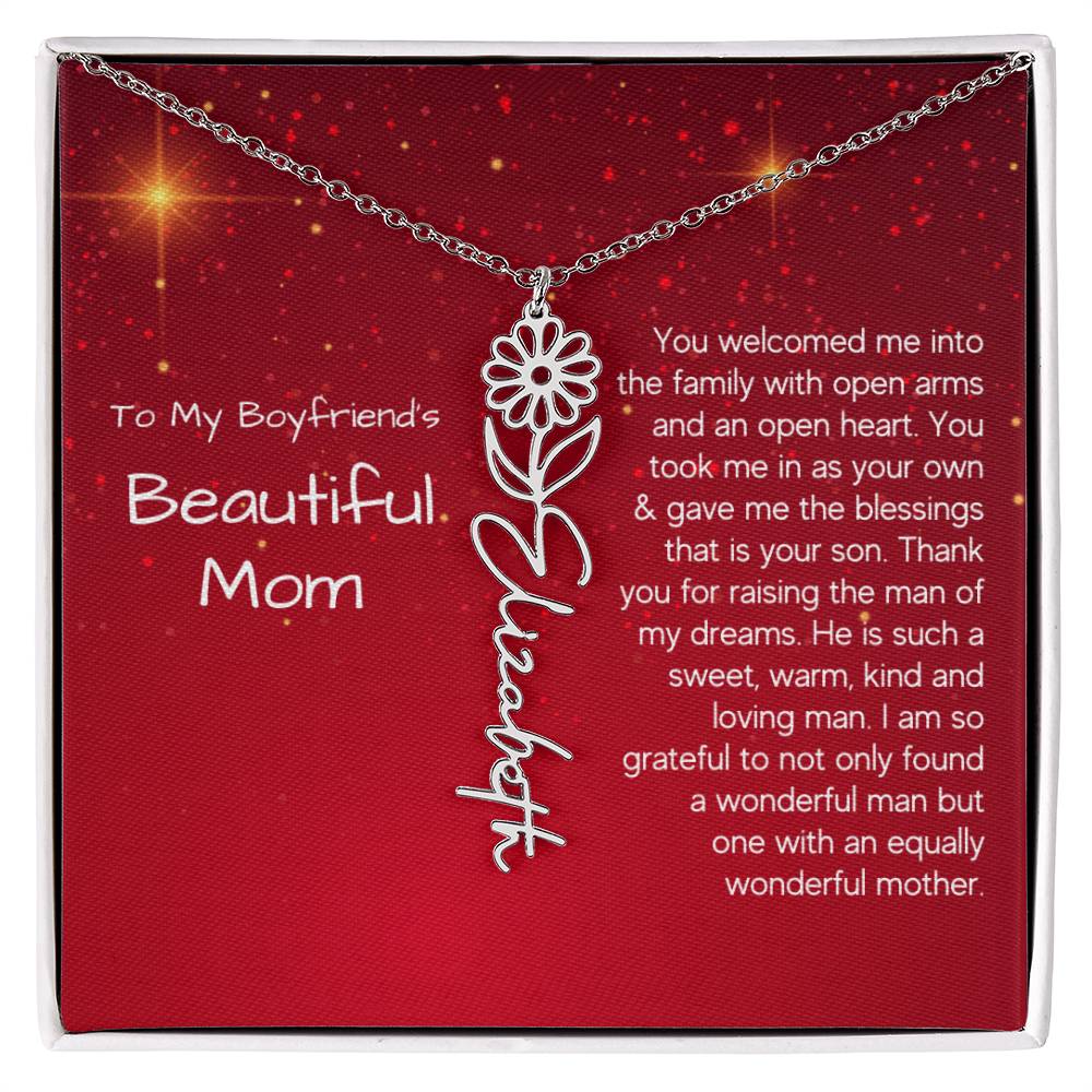 Boyfriend's Mom Christmas Gift - Flower Name Necklace