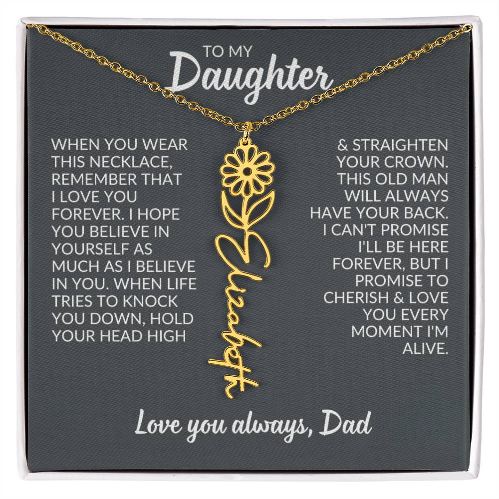 Flower Name Necklace For Daughter