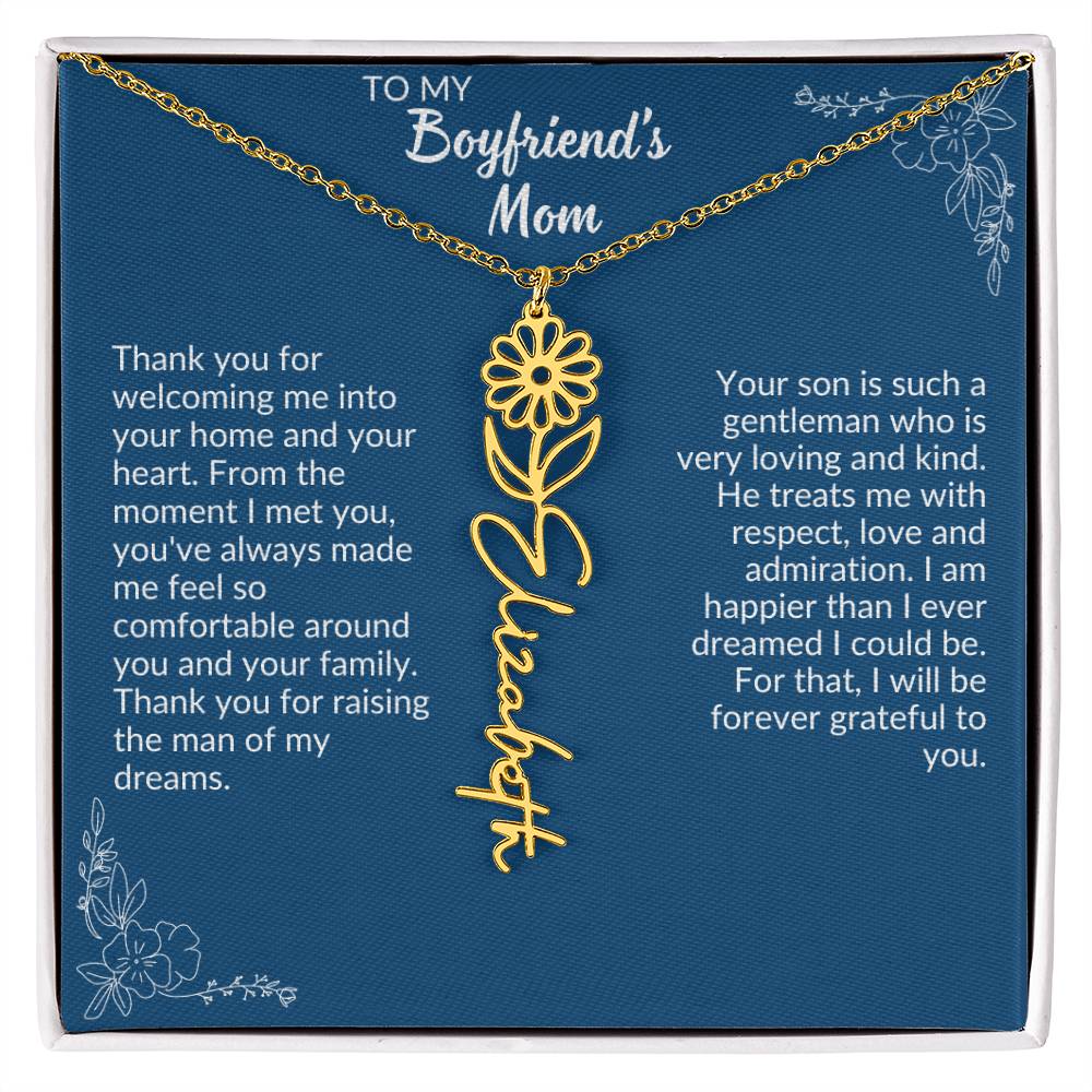To My Boyfriend's Mom Flower Name Necklace