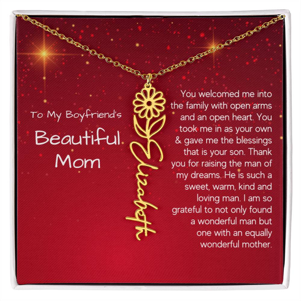 Boyfriend's Mom Christmas Gift - Flower Name Necklace