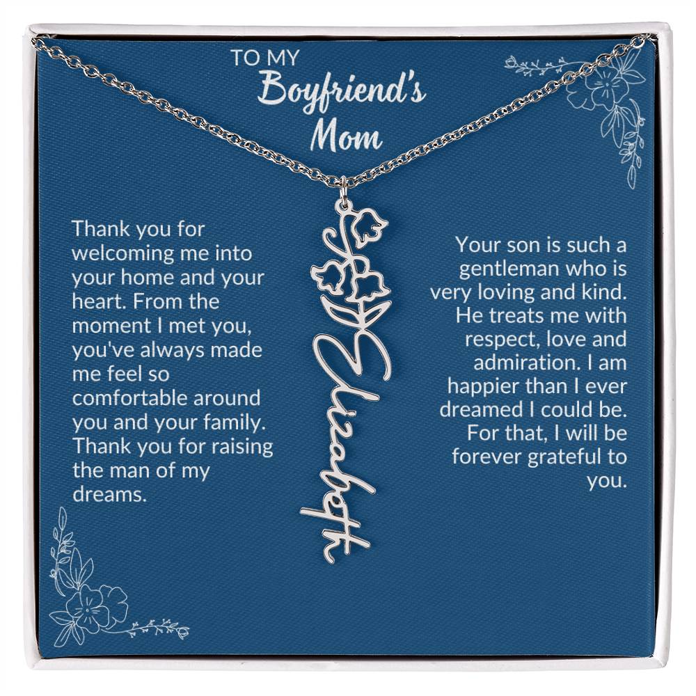 To My Boyfriend's Mom Flower Name Necklace