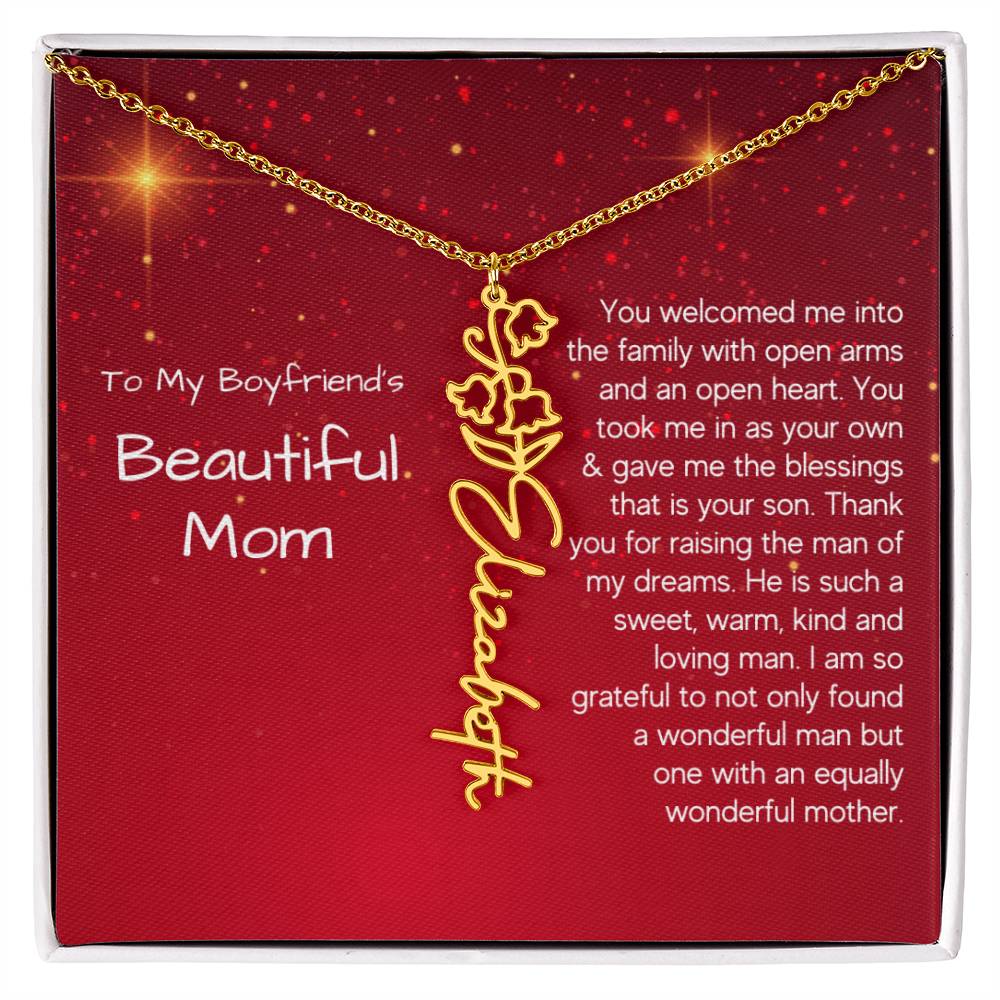 Boyfriend's Mom Christmas Gift - Flower Name Necklace