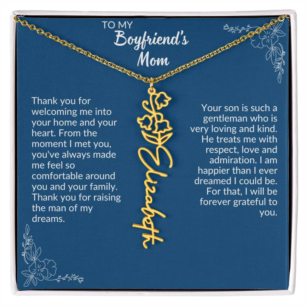 To My Boyfriend's Mom Flower Name Necklace