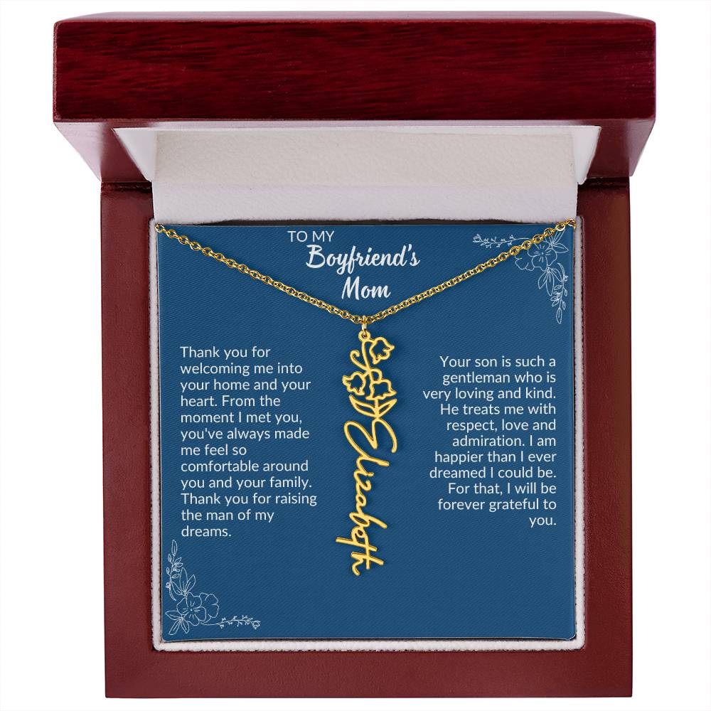 To My Boyfriend's Mom Flower Name Necklace