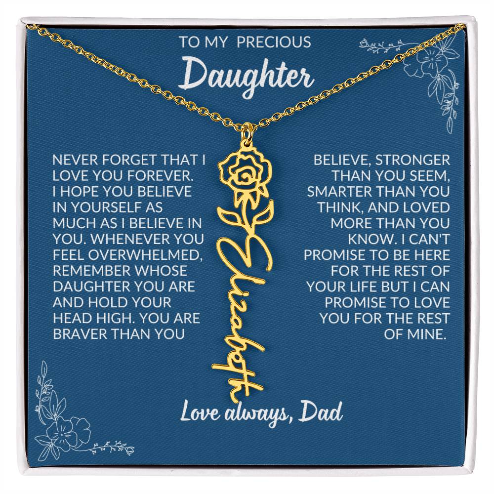 To My Precious Daughter Flower Name Necklace