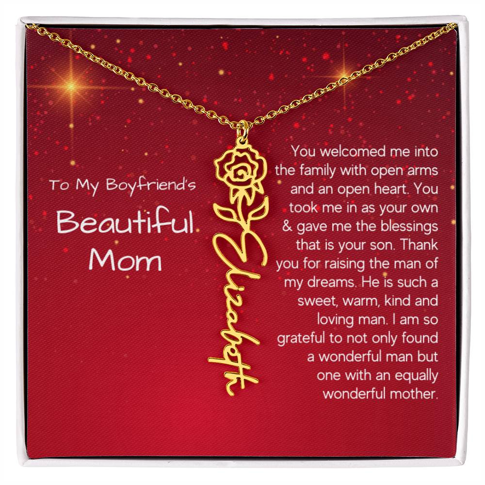 Boyfriend's Mom Christmas Gift - Flower Name Necklace