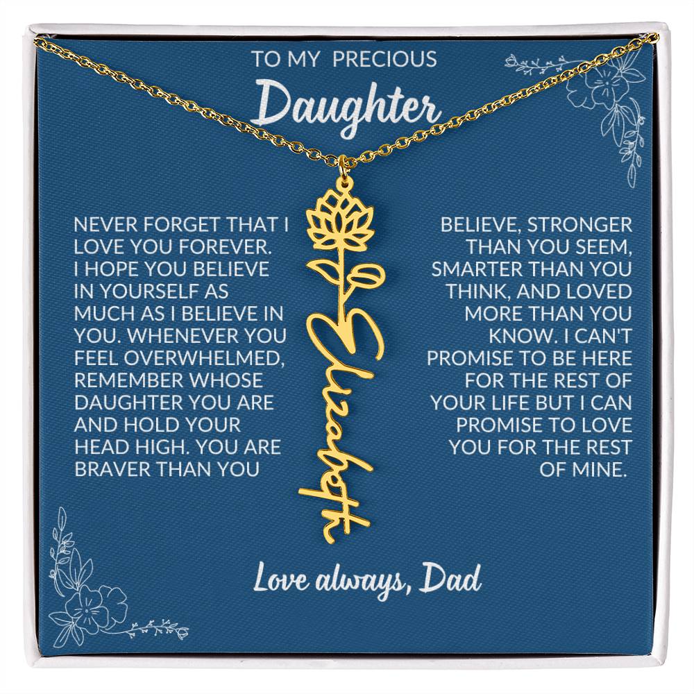 To My Precious Daughter Flower Name Necklace