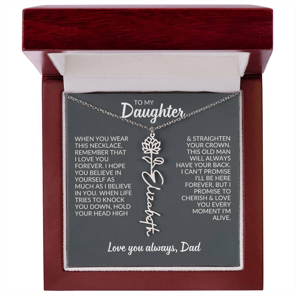 Flower Name Necklace For Daughter