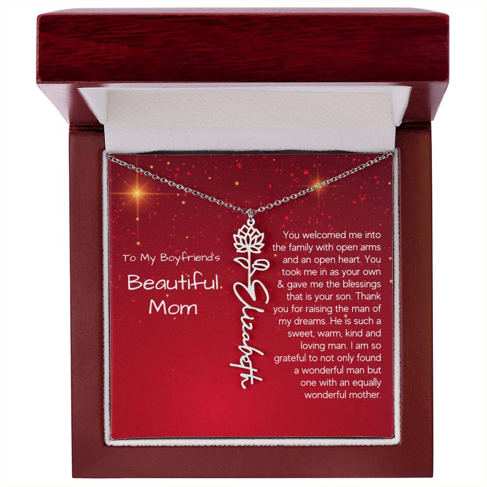 Boyfriend's Mom Christmas Gift - Flower Name Necklace