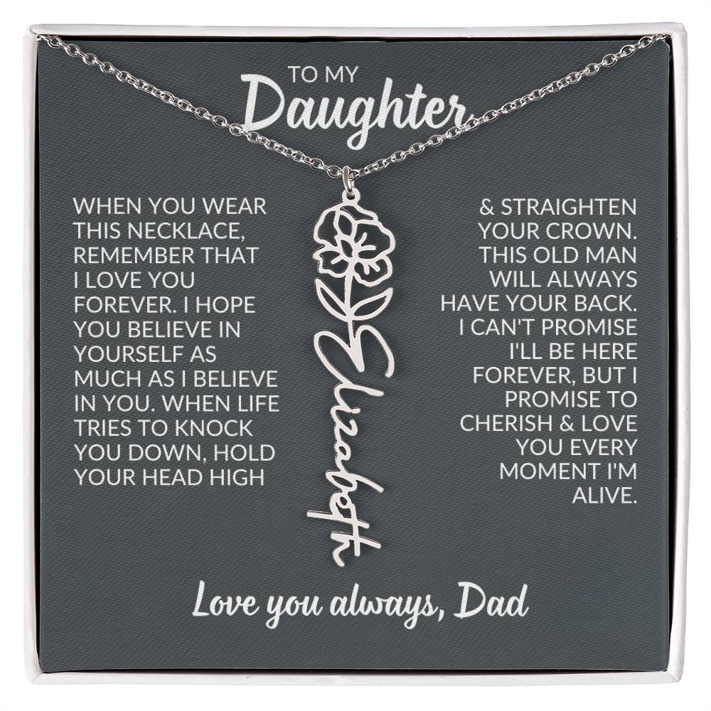 Flower Name Necklace For Daughter