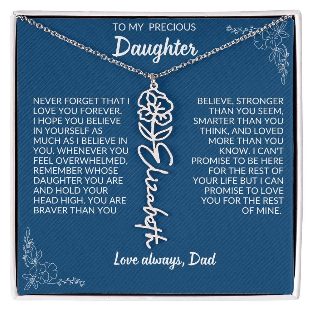 To My Precious Daughter Flower Name Necklace