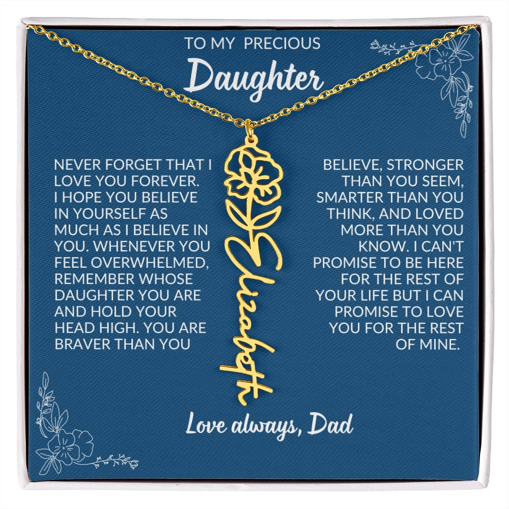 To My Precious Daughter Flower Name Necklace