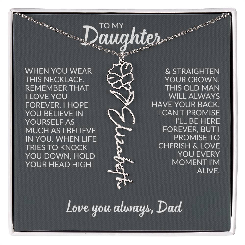 Flower Name Necklace For Daughter