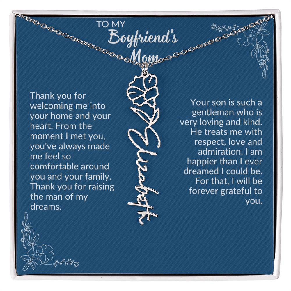 To My Boyfriend's Mom Flower Name Necklace