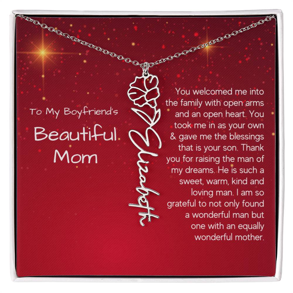 Boyfriend's Mom Christmas Gift - Flower Name Necklace