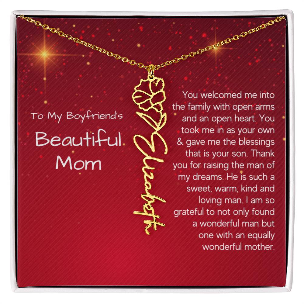 Boyfriend's Mom Christmas Gift - Flower Name Necklace