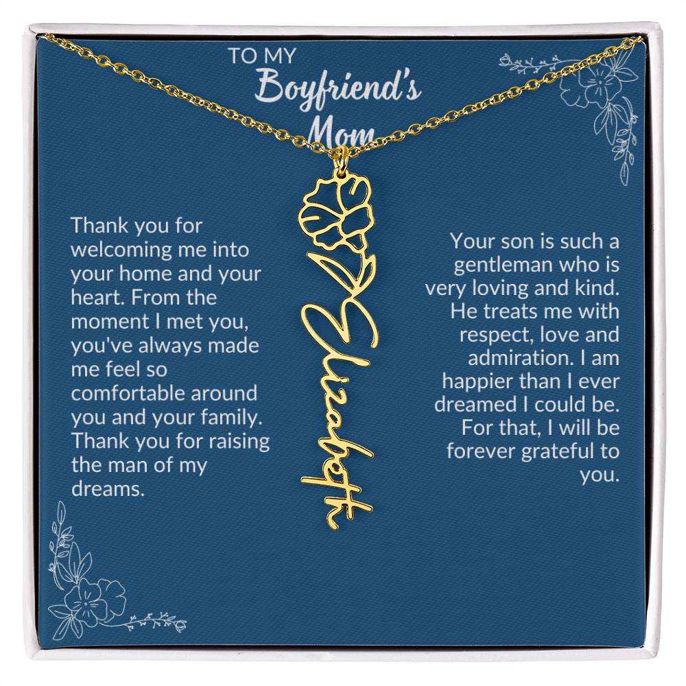 To My Boyfriend's Mom Flower Name Necklace