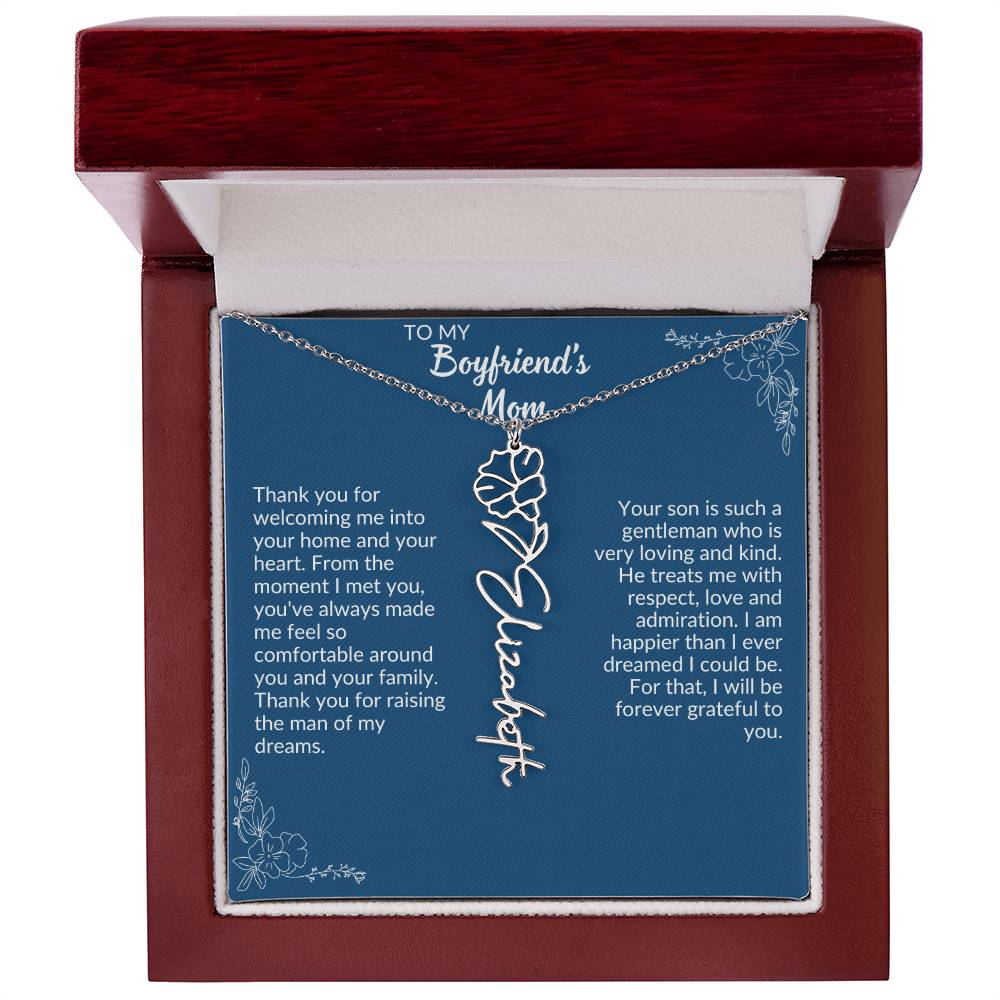 To My Boyfriend's Mom Flower Name Necklace