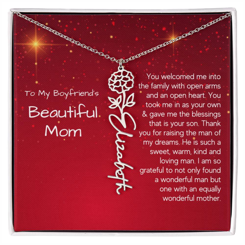 Boyfriend's Mom Christmas Gift - Flower Name Necklace