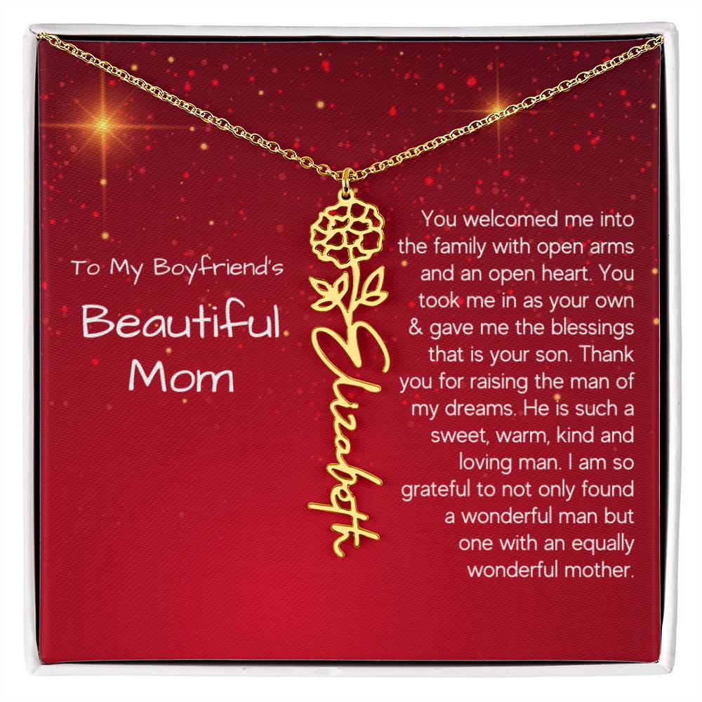 Boyfriend's Mom Christmas Gift - Flower Name Necklace