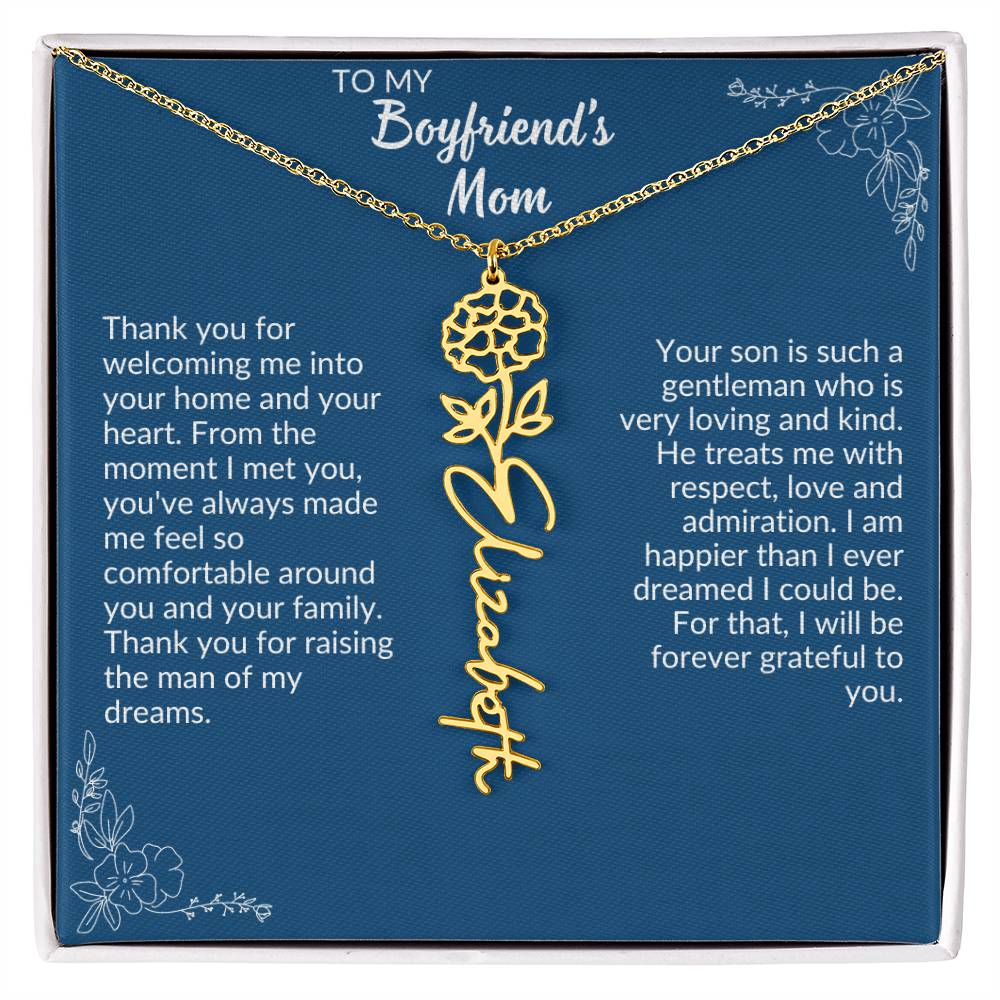 To My Boyfriend's Mom Flower Name Necklace