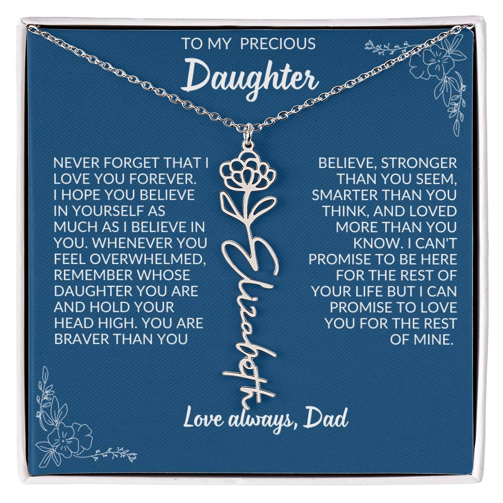 To My Precious Daughter Flower Name Necklace