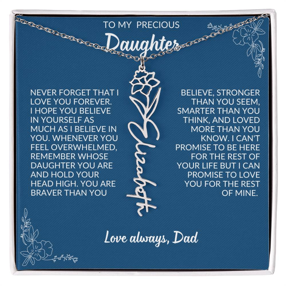 To My Precious Daughter Flower Name Necklace