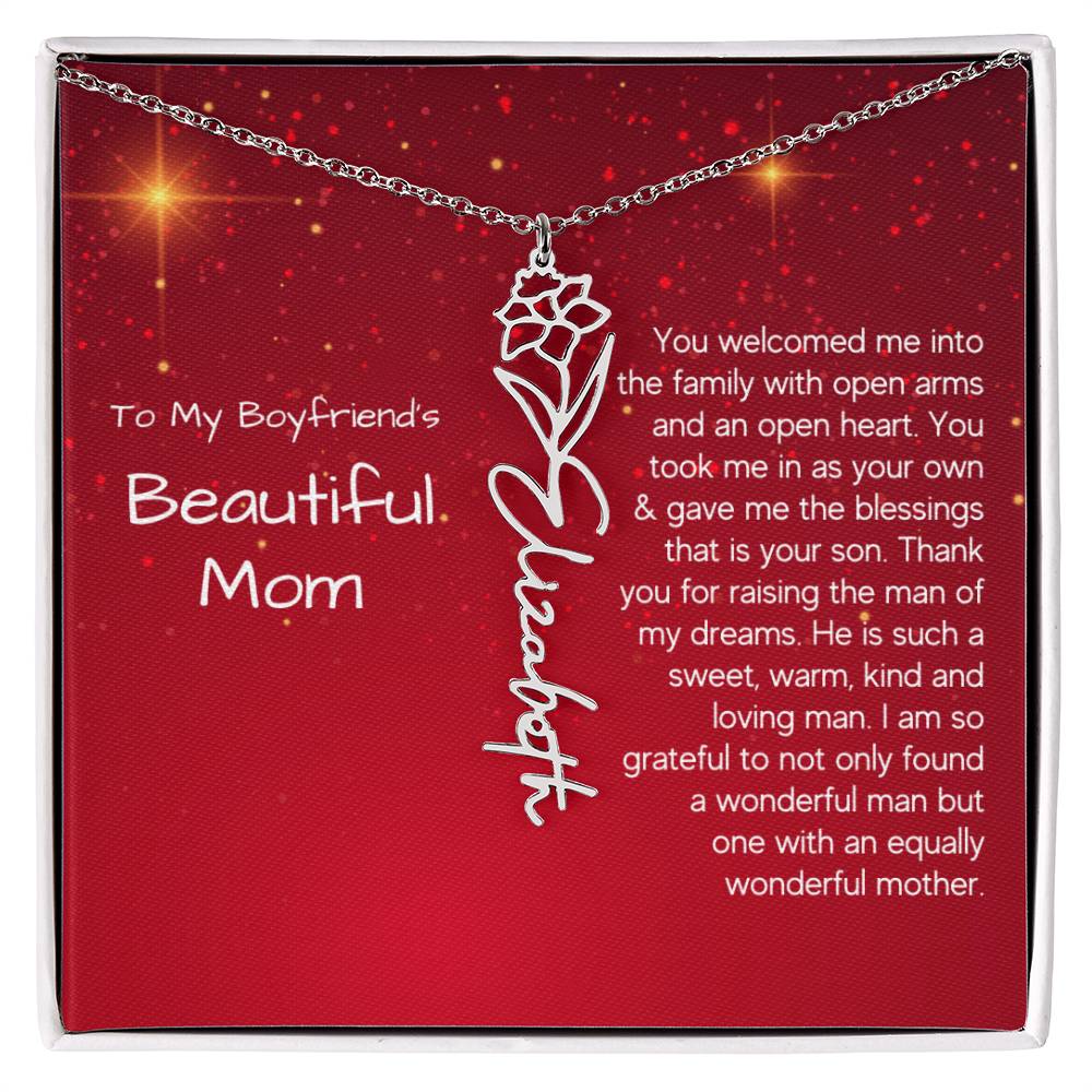 Boyfriend's Mom Christmas Gift - Flower Name Necklace