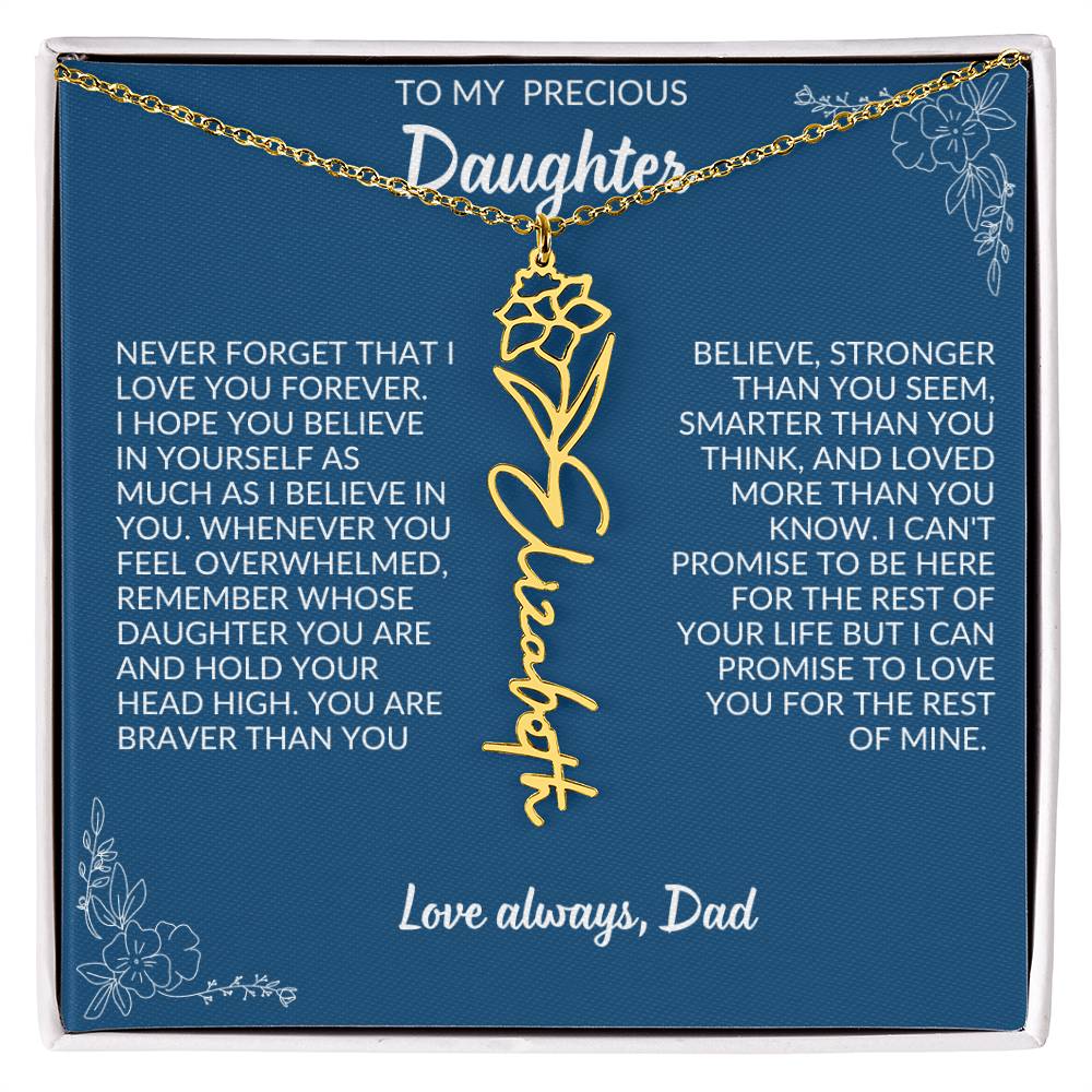 To My Precious Daughter Flower Name Necklace
