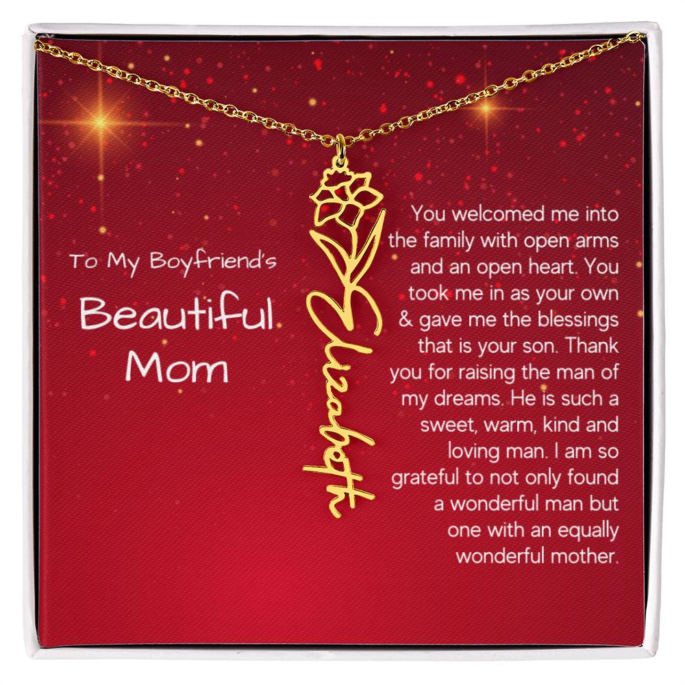 Boyfriend's Mom Christmas Gift - Flower Name Necklace